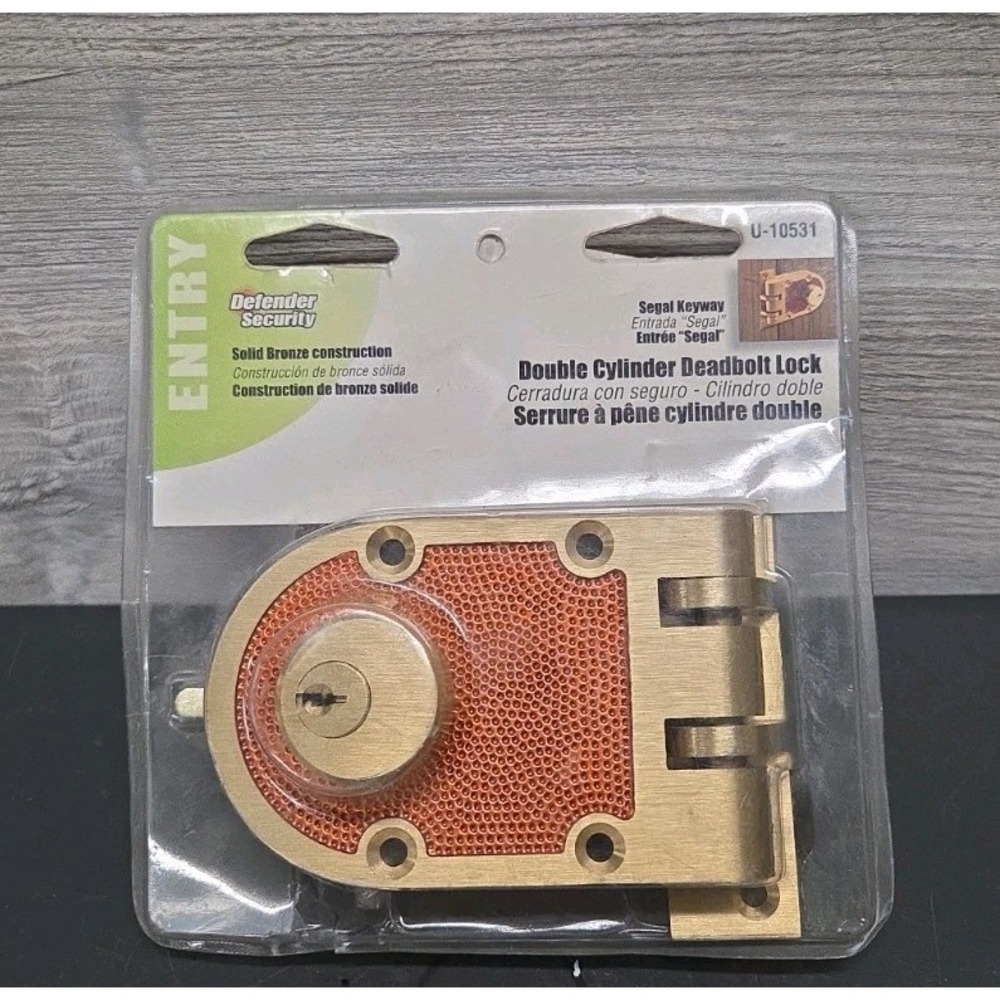 Defender Security Double Cylinder Deadbolt Lock U-10531 Kwikset Keyway Brass C6